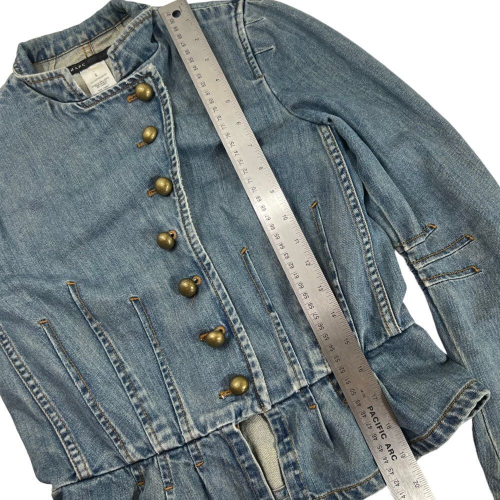 Marc Jacobs Military Style Cropped Peplum Denim Jacket - Picture 8 of 12